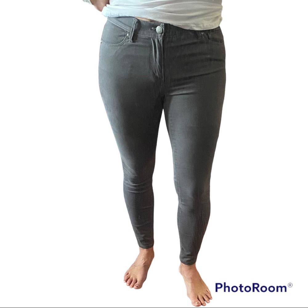 Loft Skinny Sateen Pants- Grey. Mid-rise waist. - Picture 2 of 7